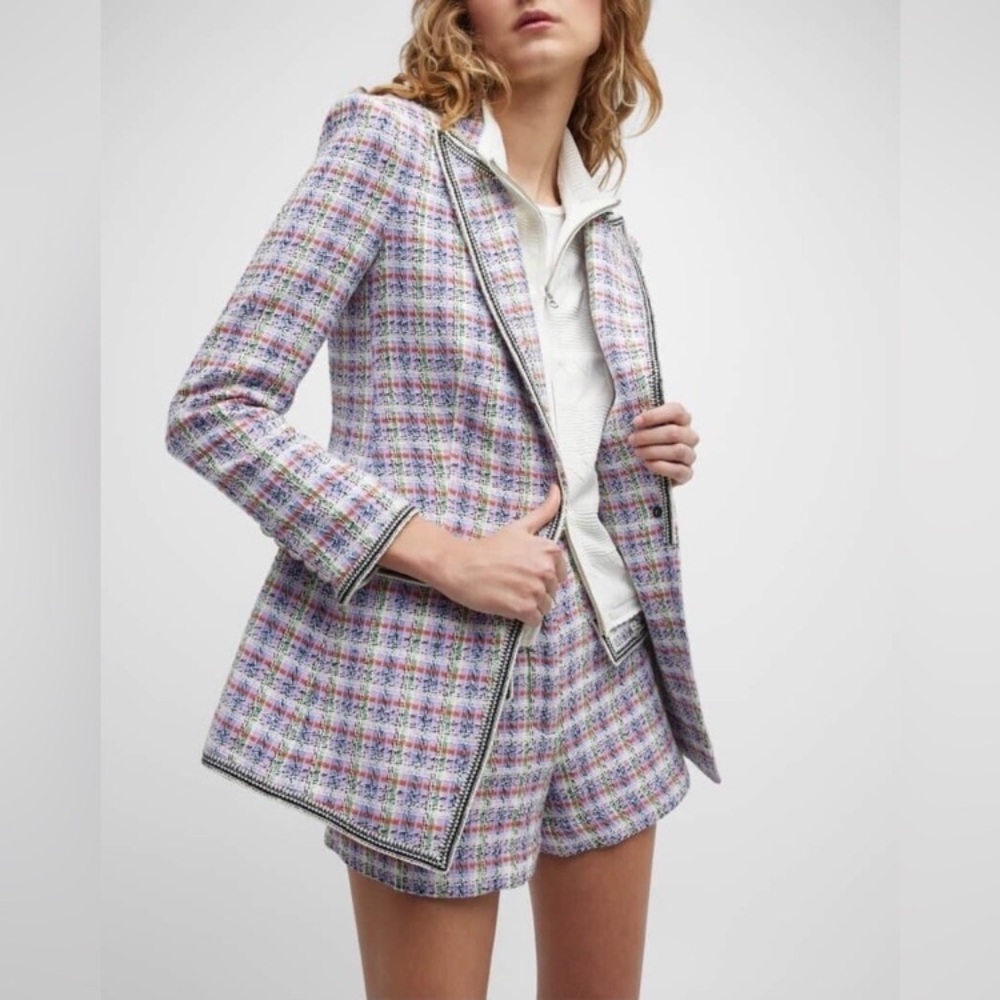 $795 Veronica Beard "Etney" Lilac Tweed Dickey Blazer. Sz 12